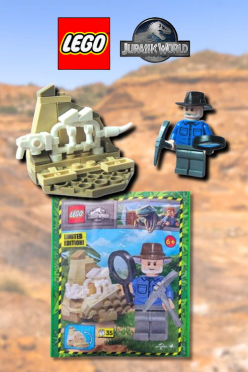 LEGO Jurassic World Alan With Dino Skeleton Paper Pack Set 122334