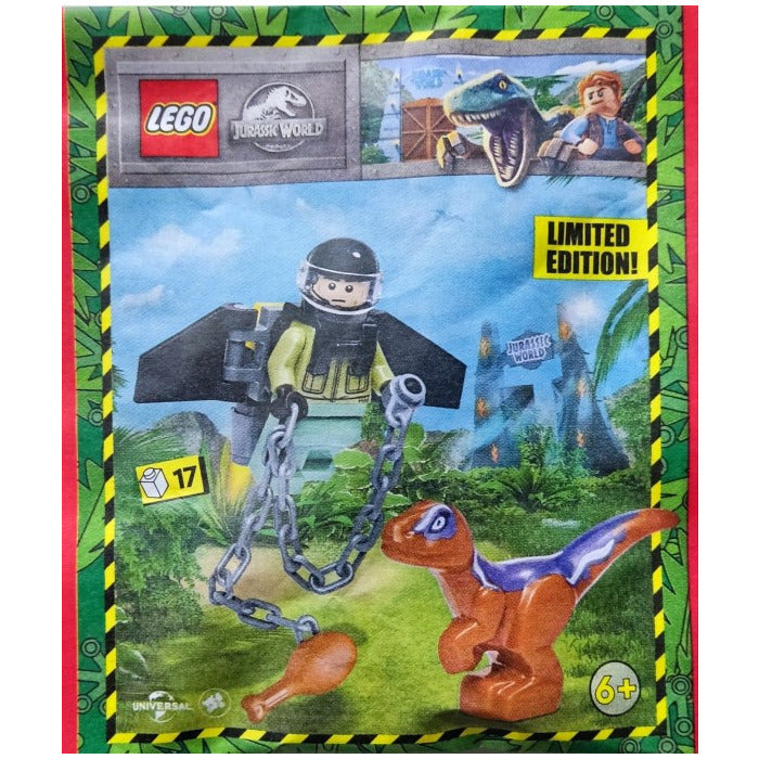 LEGO Jurassic World Jetpack Ranger and Raptor Foil Pack Set 122332